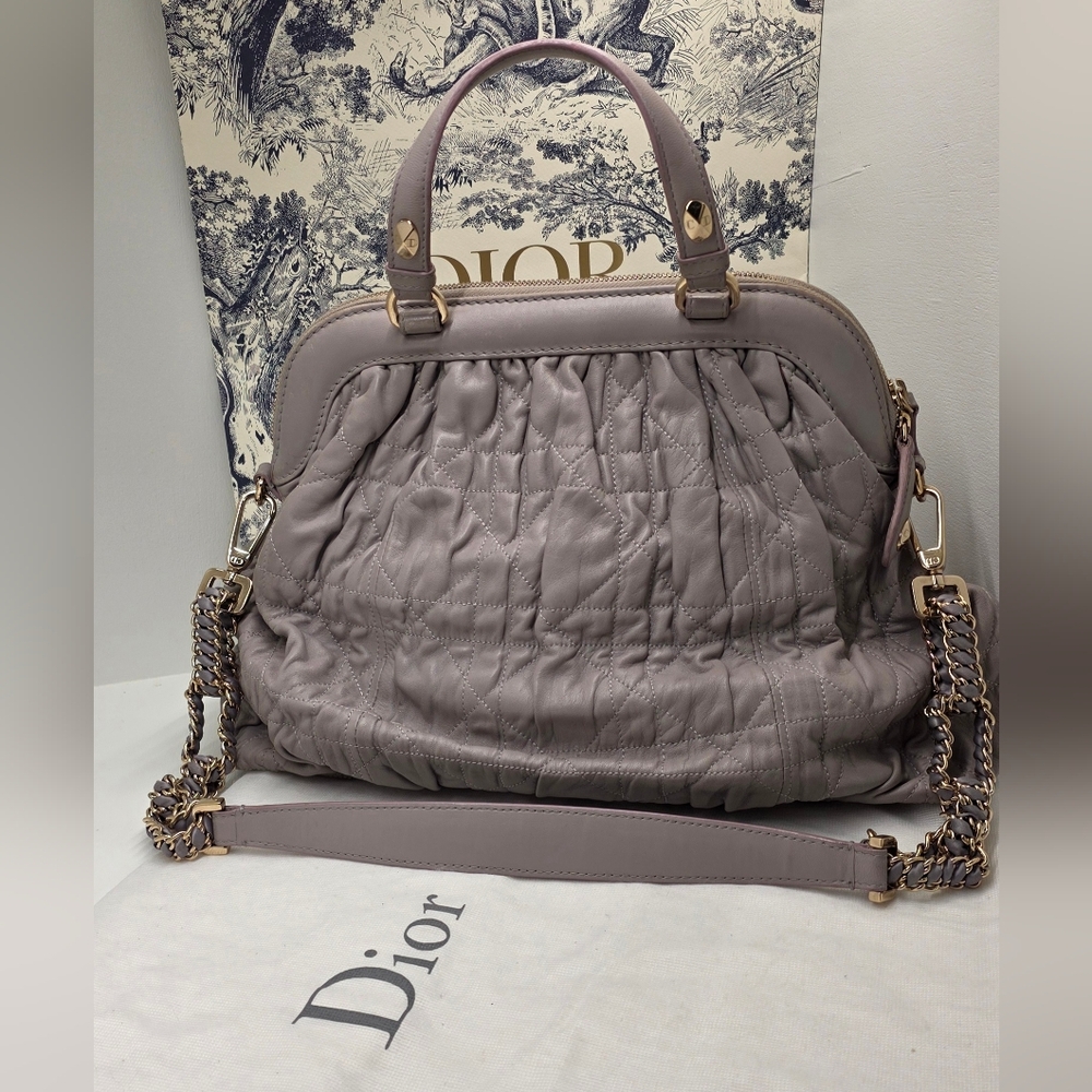 Dior Gray Quilted Leather Women's Bag